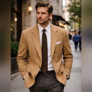 Vintage Camel Hair Blazer Men’s 44L Classic Tailored Sport Coat